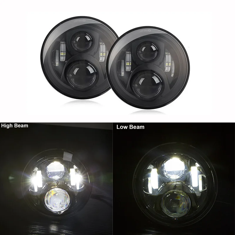 50W Headlight Black Для Suzuki Samurai UAZ Hunter 7 дюймов светодиодный проектор фара с halo DRL& Amber Поворотная сигнальная фара для Lada 4x4 Urban Niva - Цвет: 50W Headlight Black