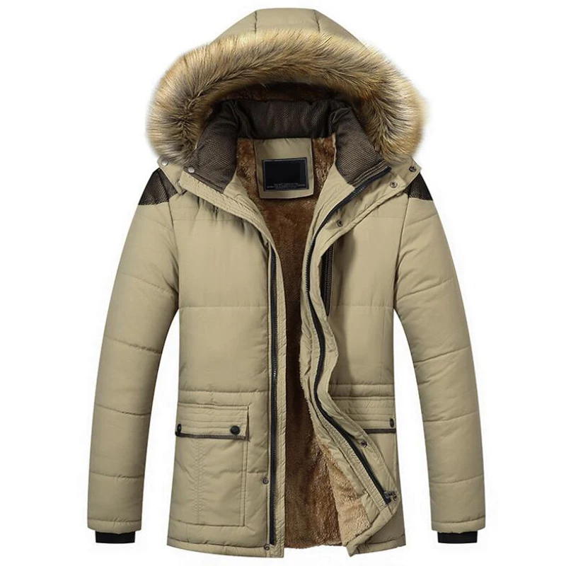 

Hot Winter Jacket Men Velvet Thicken Cotton Coats Mens Casual Parka jaqueta masculina Casaco Warm Removable Fur Hooded Jackets