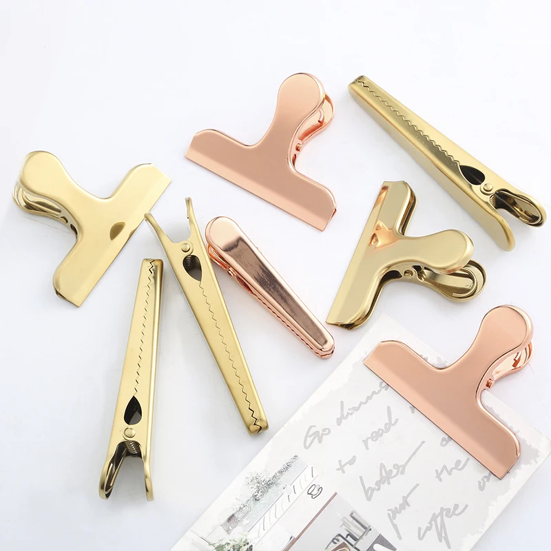 Creative Stainless Steel Sealing Clip Golden Book/Card/Bill Folder Home Office Storage Organizer Kitchen Tool For Oatmeal Chips
