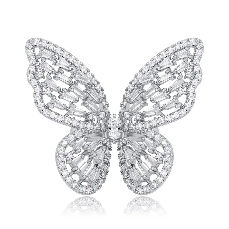 

Zciti Hot Selling Hip hop Butterfly Resizable Rings For Men Women Band Ring Fashion Bling Bling CZ Paved Jewelry Drop Shipping