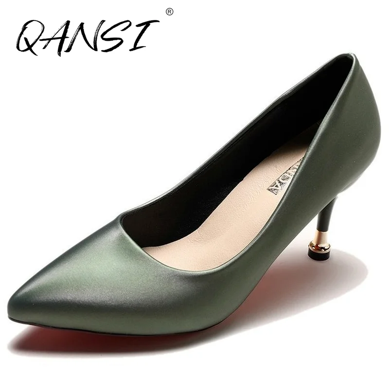 

Stain Point Toe Womne's Pumps Fashion Party Korean Stiletto Ladies Heels Office Lady Mid Heel Pumps for Woman Autumn