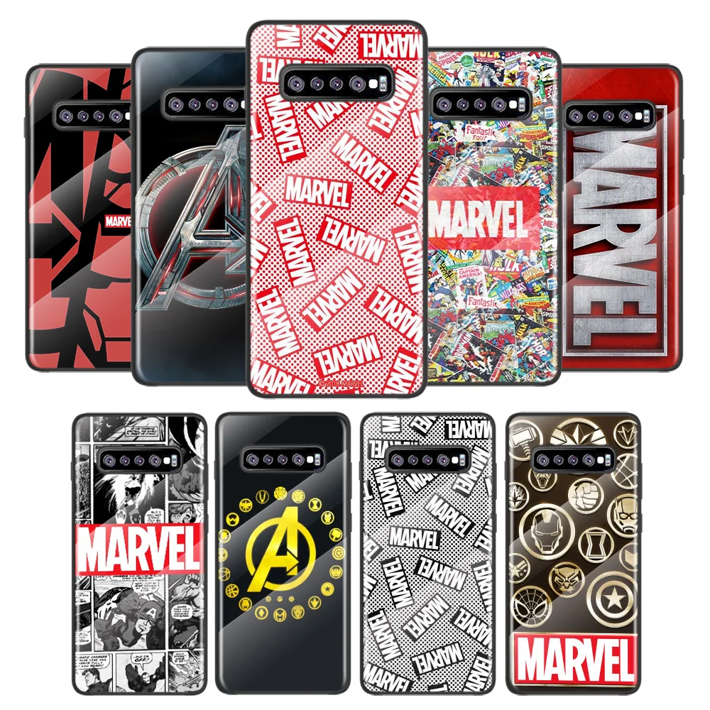 

Marvel Logo Fashion For Samsung Galaxy S21 Ultra Plus 5G M51 M31 M21 Tempered Glass Cover Shell Luxury Phone Case