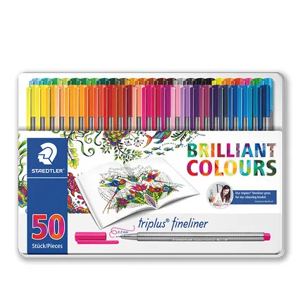 Немецкий STAEDTLER 334 волоконная ручка 4/15/20/30/42/50 набор цветов эскизная ручка 0,3 мм треугольная стержень кисть для письма - Цвет: 50 colors