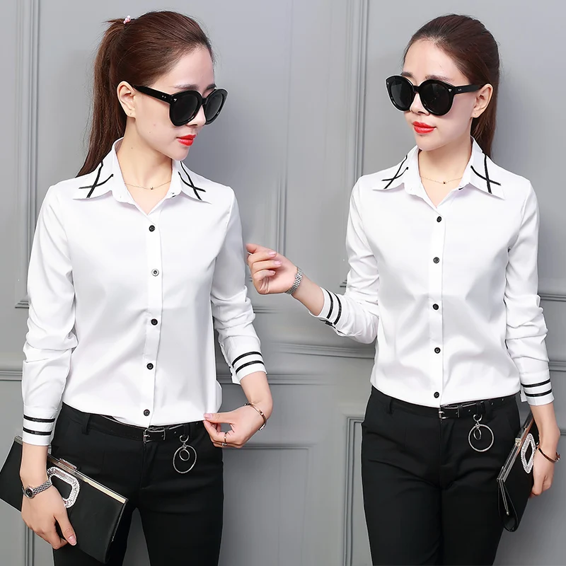 Рубашка женская однотонная в полоску однобортная утепленная блуза с отложным