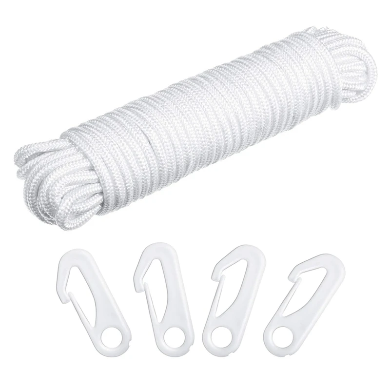 

50 футов x 1/4 дюйма флагшток Фал Канат с 4 шт. флагшток крючок зажимы, наружный флагшток аксессуаров