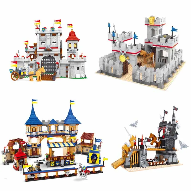 

Military Medieval Lion Country Castle Building Block City Gate Knight Siege Bridge Royal Arena Bricks Modle Set Toys For Kid