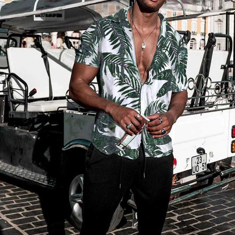 Streetwear Tropical Men Tee Tops Casual Shirt Dress 2020 Hawaiian Red Shirts Loose Cotton Short Sleeve Fashion Hombre Camise | Мужская