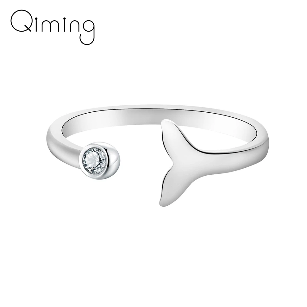 Прекрасный Дельфин КИТ рыбий хвост кольца животное безразмерное кольцо на палец