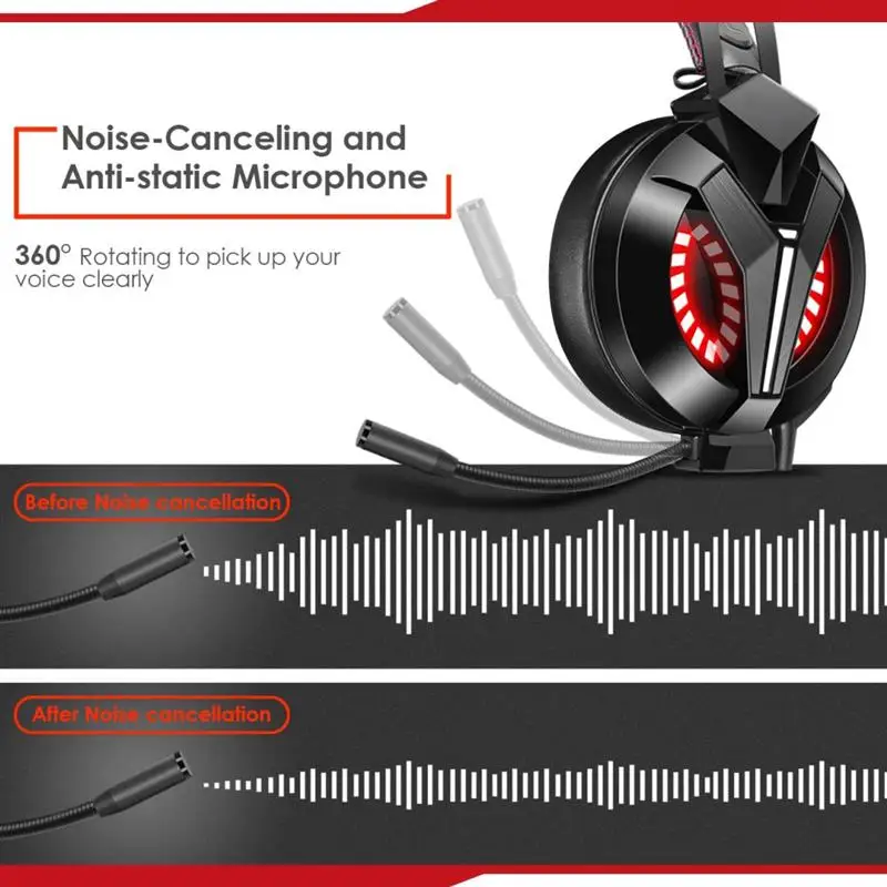 

Professional Led Light Gamer Headset For Computer PS4 XBOX PC Gaming Headphones Bass Stereo PC Wired Headset With Mic Gifts
