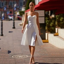 Marfim na altura do joelho jérsei side slit cocktail vestidos querida cintas de espaguete a linha vestido de festa para mulher 2022 mais recente (4)