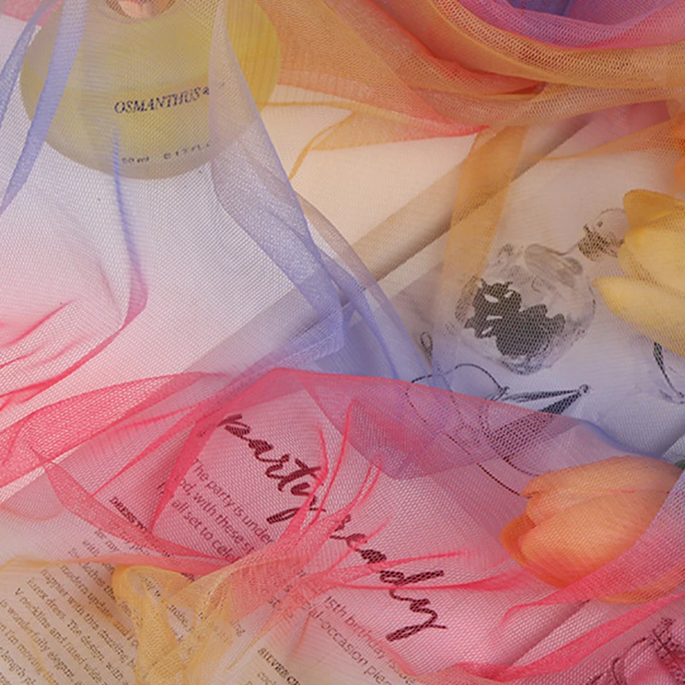 Радужная сетчатая пряжа 1 метр ткань градиентная детское платье юбка сделай сам