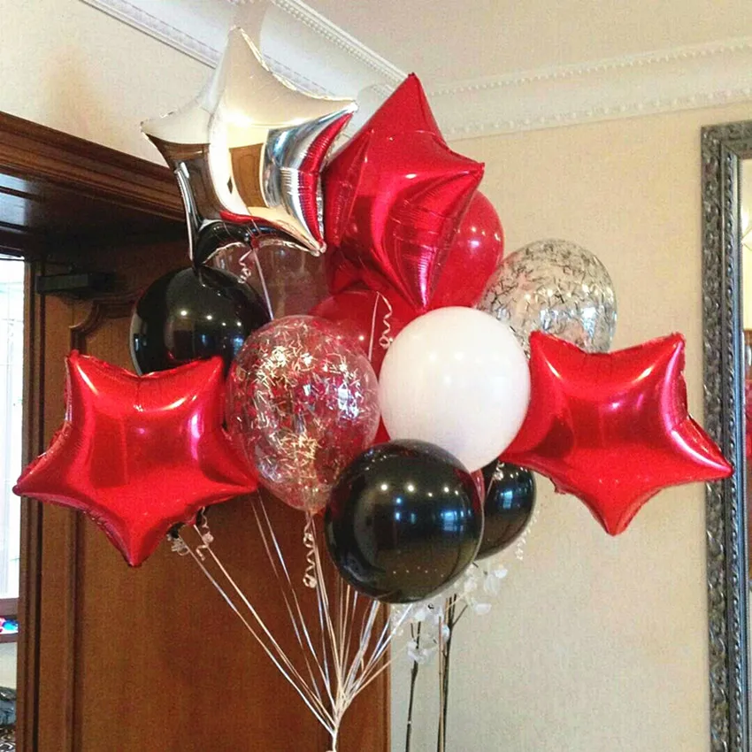 12 шт. 18 дюймов красное серебро шар звезда из фольги confeti Baby Shower тематическая