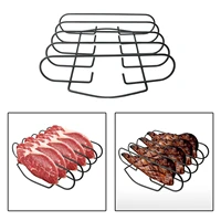 iron non stick rib rack stand bbq grill steak holder roast cooking accessory