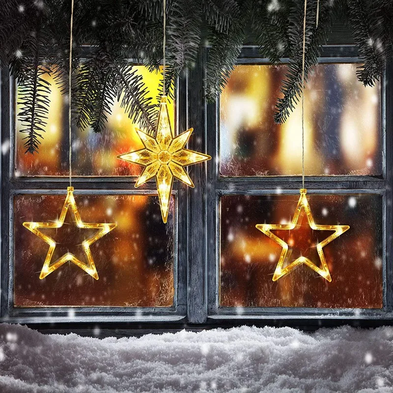 

3 Pack Christmas Indoor Window Light Decoration, Backdrop String Lights for Outdoor Home Bedroom Party Warm White