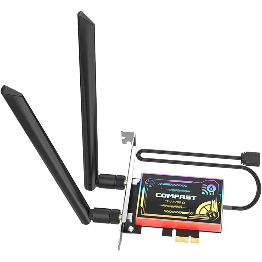 

COMFAST Dual Band PCI-E Gaming Network Card 2.4+5.8GHz 2x 5dBi Antennas 3000Mbps Wireless Bluetooth 5.1 Adapter Receiver Module