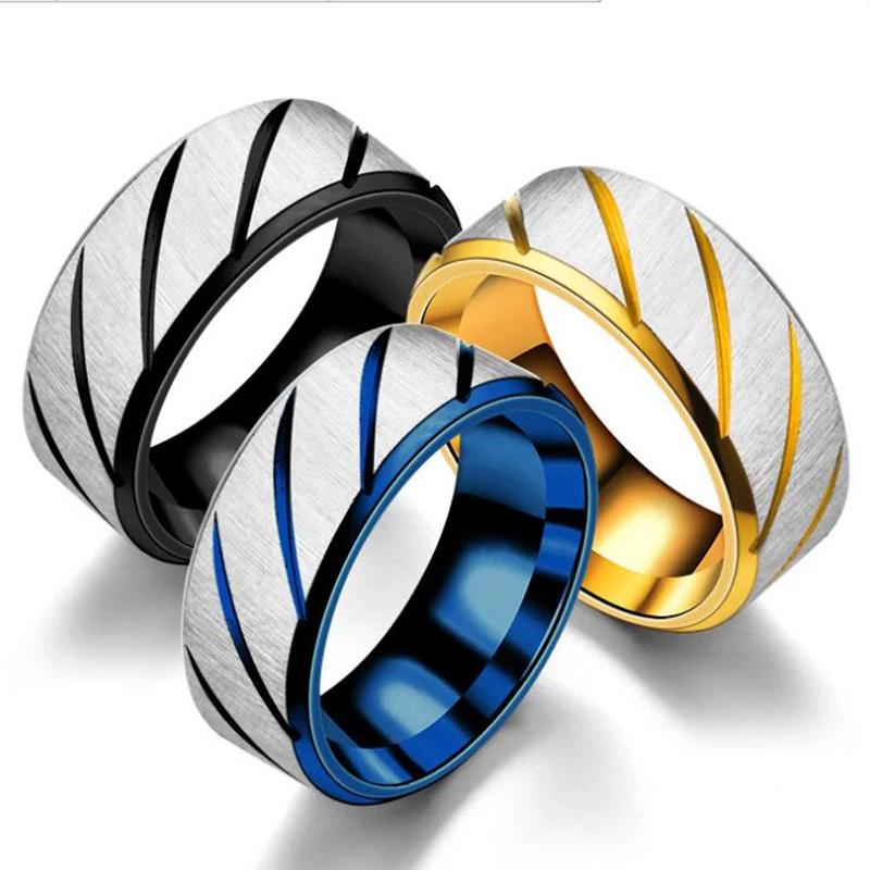 Модное кольцо из нержавеющей стали матовое саржи для женщин и мужчин гладкое