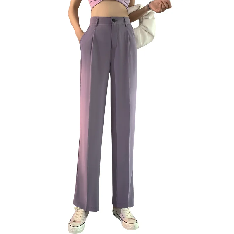 

Wide-Leg Pants for Women Spring/Summer High Waist Drooping Cool Pants Loose Slimming Draping Suit Straight Mopping Pants