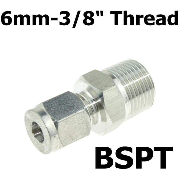 6mm OD Tube 3/" PT наружная резьба NPT x 6 мм 8 мм OD двойной наконечник трубки воздуха для компрессорной трубы разъем SS 304 нержавеющая сталь 1/4" 1/2" - Цвет: 6mm OD Tube
