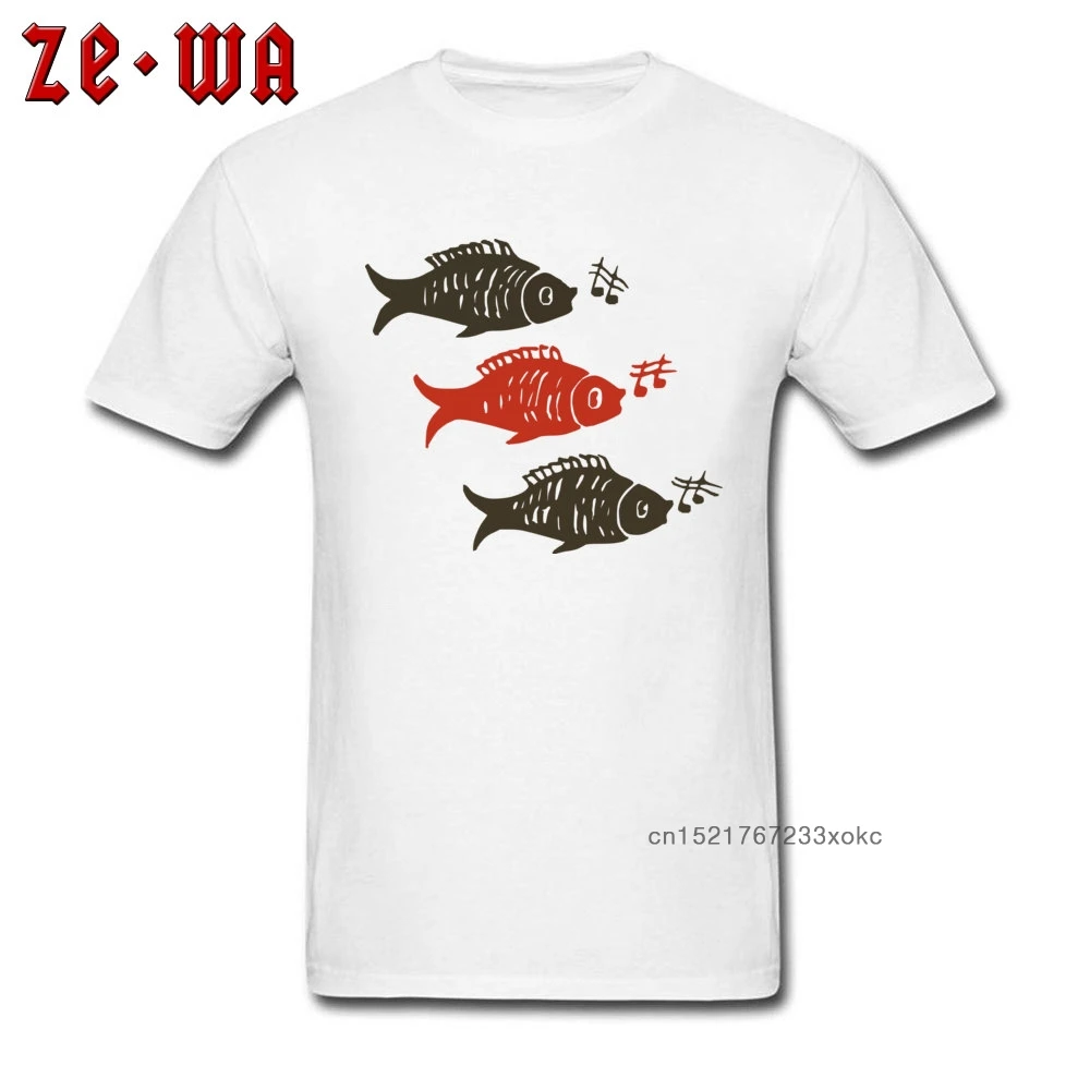 Мужская футболка с рисунком рыбки Повседневная белая надписью Music Lover Fisher топы на