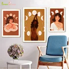 Современная Картина на холсте с изображением Луны фазы леди змеи девушка мощность скандинавский плакат Настенные картины для гостиной домашний Декор без рамки