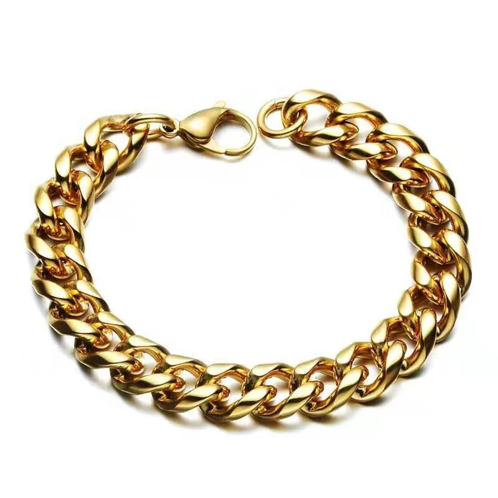 Мужской браслет цепочка из нержавеющей стали 316L золотой ширина 3 11 см унисекс