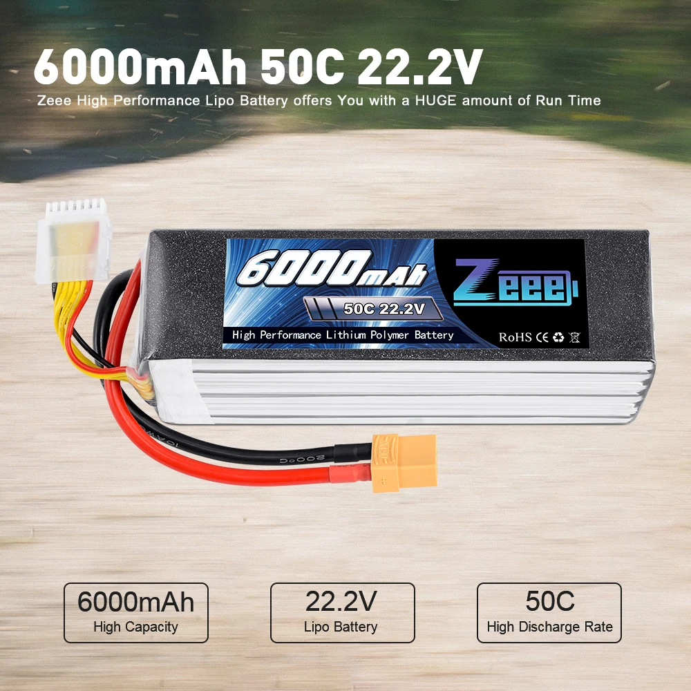 Zeee Lipo аккумулятор 6000mAh 6S 22,2 V 50C XT90 RC Lipo аккумулятор с разъемом XT60 EC5 для гоночного дрона FPV Вертолет Автомобиль Лодка Грузовик