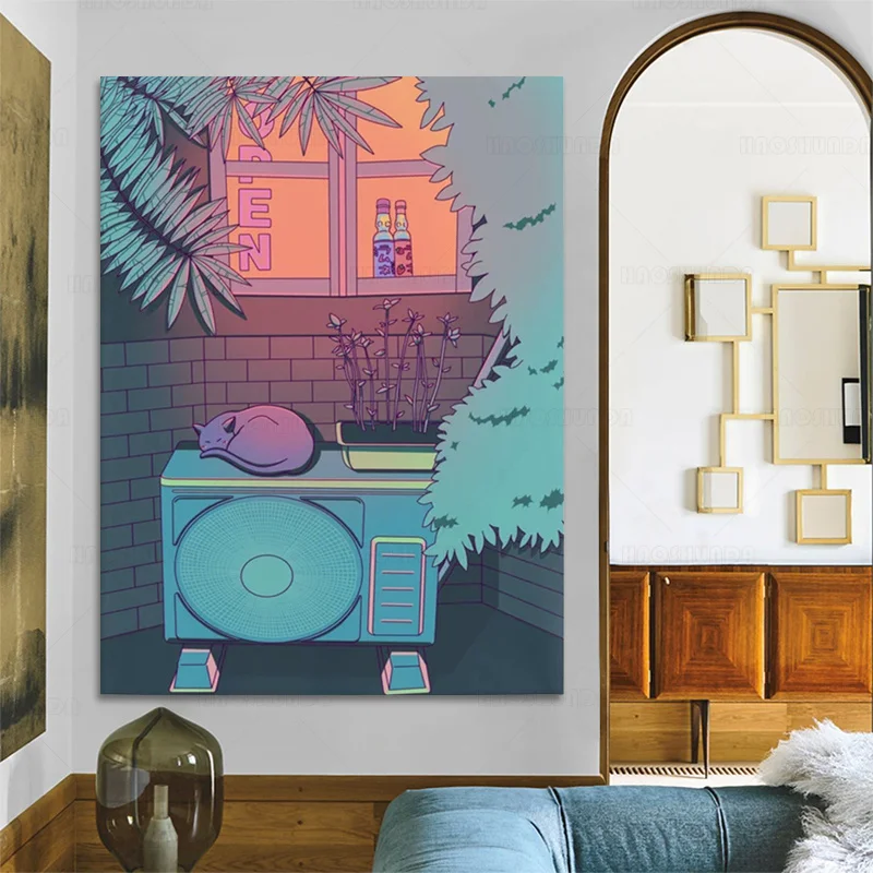 Модульный плакат с окошком и сном современный настенный HD-печатью городской