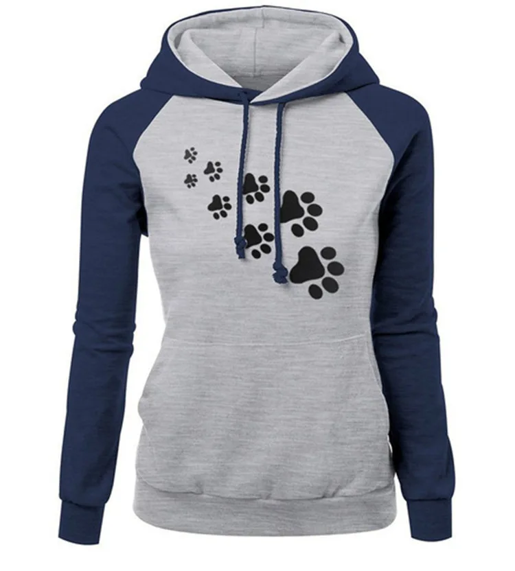 

Womens Sweatshirts Fashion 2020 Autumn Long Sleeve Cat Paw Pritned Clothing Hoodie Cartoon Female Sweatshirt Streetwear New