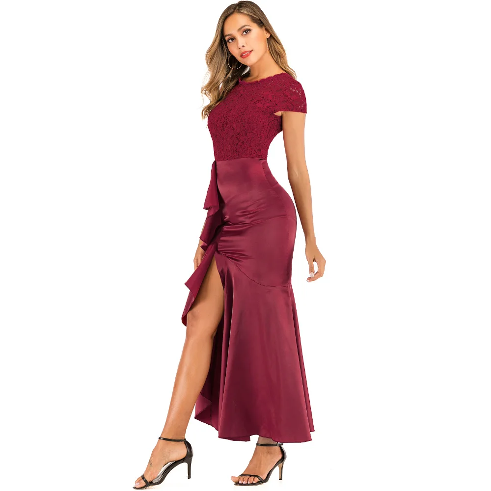 Для женщин Винтаж круглым вырезом пэтчворк с цветочным кружевом пятно