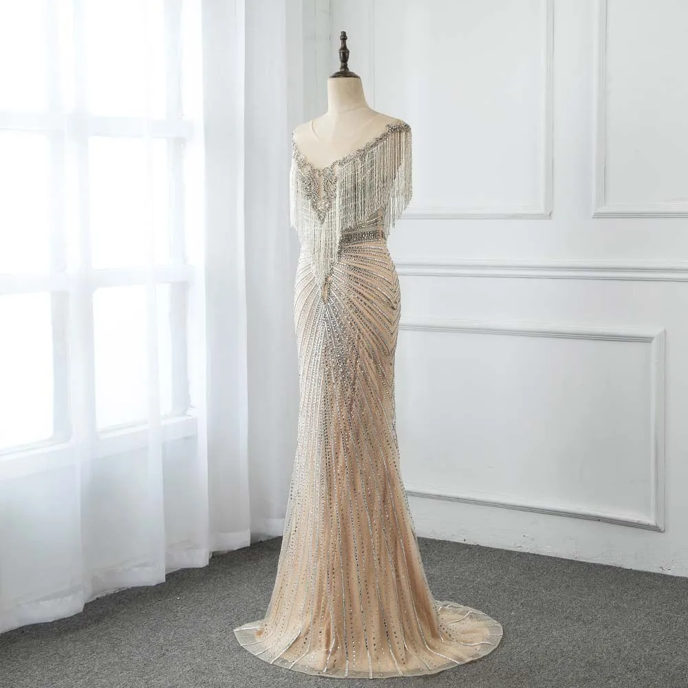Vestido De Festa 2021 роскошные стразы телесного цвета Длинные вечерние платья Русалочки