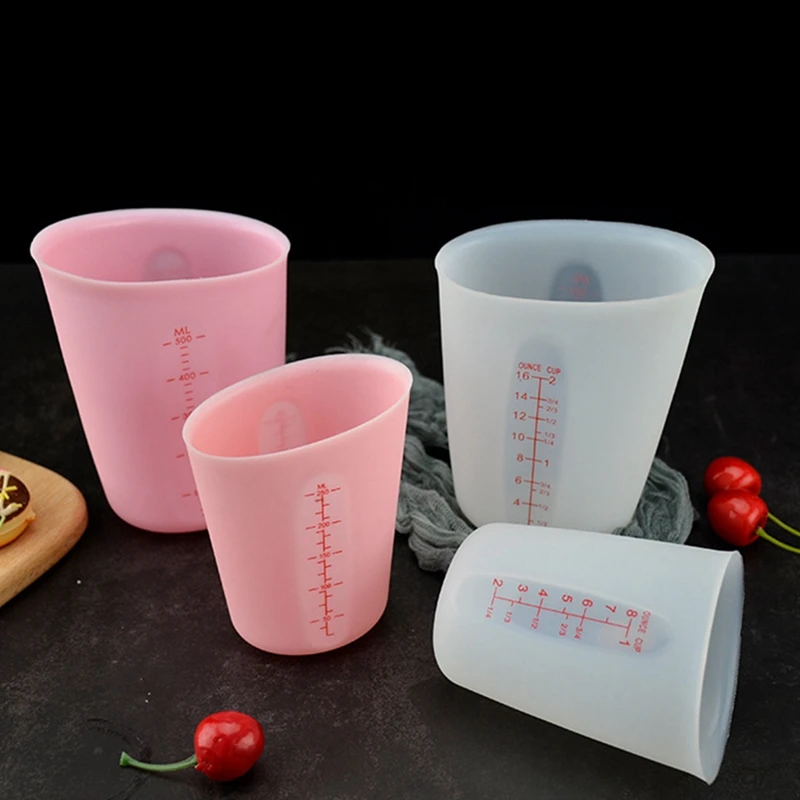 

500ml Silicone Measuring Cup Jug Pour Spout Surface Kitchen Tool Supplies Quality Cup With Graduated Quality Kitchen