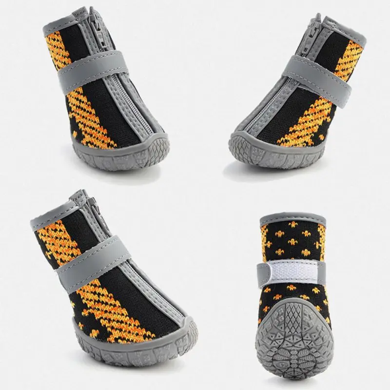 4 шт. Уличная обувь для собак среднего и крупного размера Нескользящие дышащие