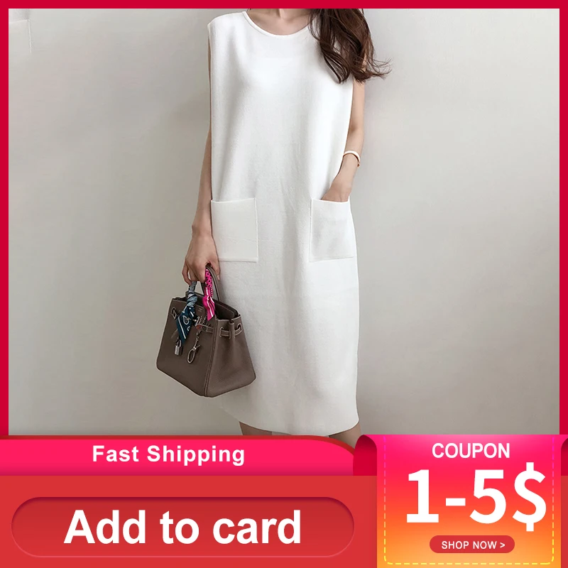 Женское винтажное платье миди с карманами элегантное простое длинное однотонное