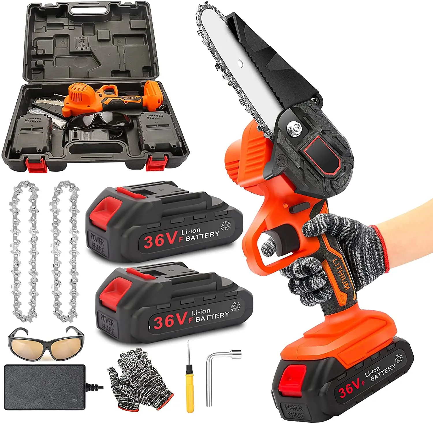 

Mini Chainsaw Battery Powered with Security Lock, 4-Inch 36v Mini Electric Chain Saw Cordless, Handheld Mini Metal wall plate