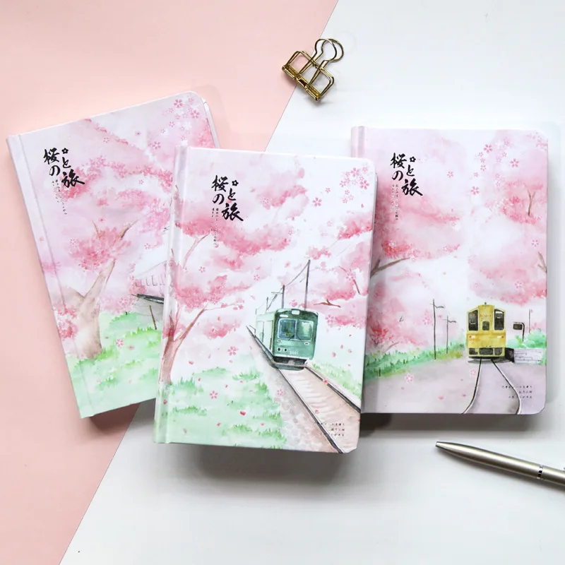 

Ежедневник "Sakura Trip", в твердой обложке, Красивый блокнот, цветные бумаги, блокнот для записей, милые канцелярские товары для девочек, подарок