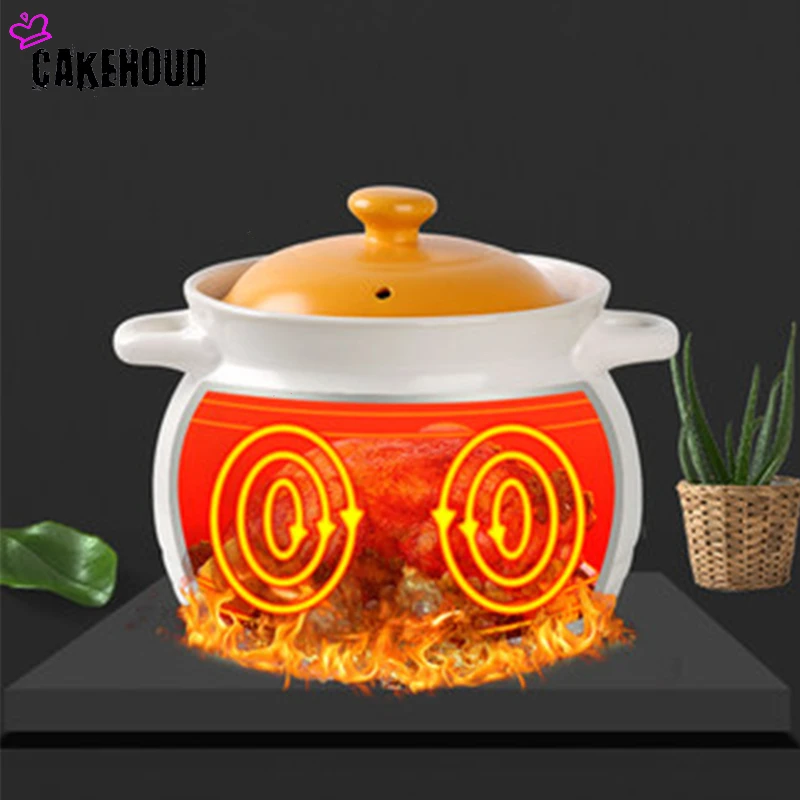 

CAKEHOUD Ceramic Casserole Household Gas Ceramic Soup Pot Stew Pot High Temperature Resistant Health Soup Pot Kitchen Cooker
