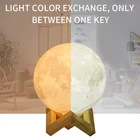 Светодиодный ночник с 3D-принтом в виде Луны, перезаряжаемый, меняющий цвет, 3d-светильник, сенсорный светильник в виде Луны, детсветильник ильник, ночник для дома 2022