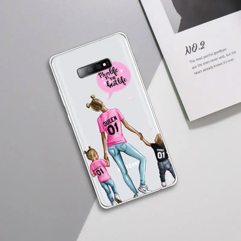 

Super Dad Mom Baby Girl Fashion Family Phone Case Transparent For Samsung Galaxy A 71 21s S note 8 9 10 plus 20 ultra