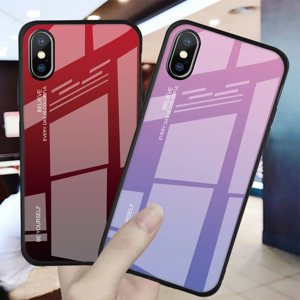 YUNAO phone case For iPhone series Gradient painting Mirror XS XR X max 7 8 plus.. |
