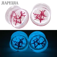 red coral blue luminous acrylic ear tunnel gauges ear stretcher plug earring piercing 6 30mm