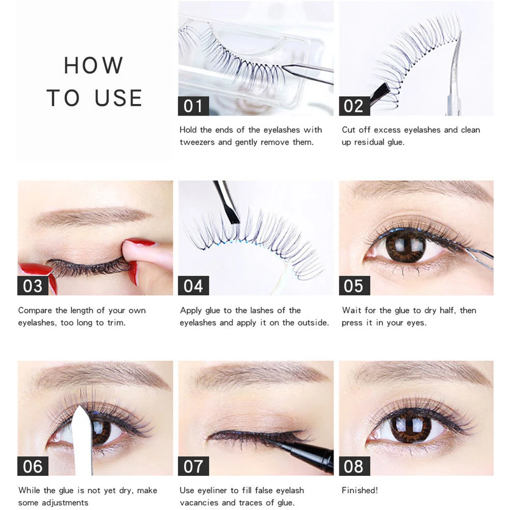 5 пар Длинные Густые блестящие Искусственные ресницы Косметика Инструмент для