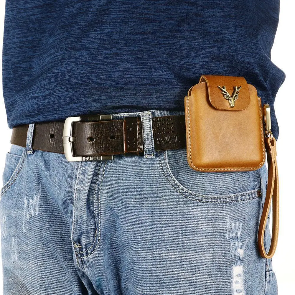 

For Z Fold 3 5g Phone Cover First Layer Cowhide With Sleeve Bag Waist Belt Protective B5z2