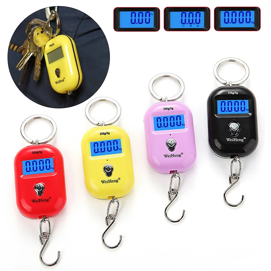 

Portable 25Kg 5g Mini Hanging Scale Digital Display Scale Backlight Electronic Fishing Weights Pocket Scale Luggage Scales