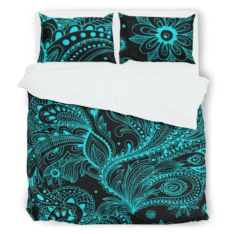 

Mandala Flower Paisley Bedding Cover Set Modern Style 3 Pieces Bedding Set Duvet Cover Set with Pillow Sham white 90x90 inch