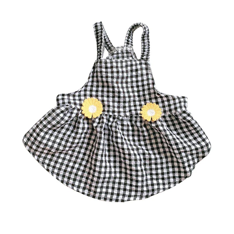 

Summer Dog Clothes Pet Suspender Skirt Cotton Sun Flower Dress For Small Dogs Puppy Lattice French Bulldog Clothing Cat Suit New