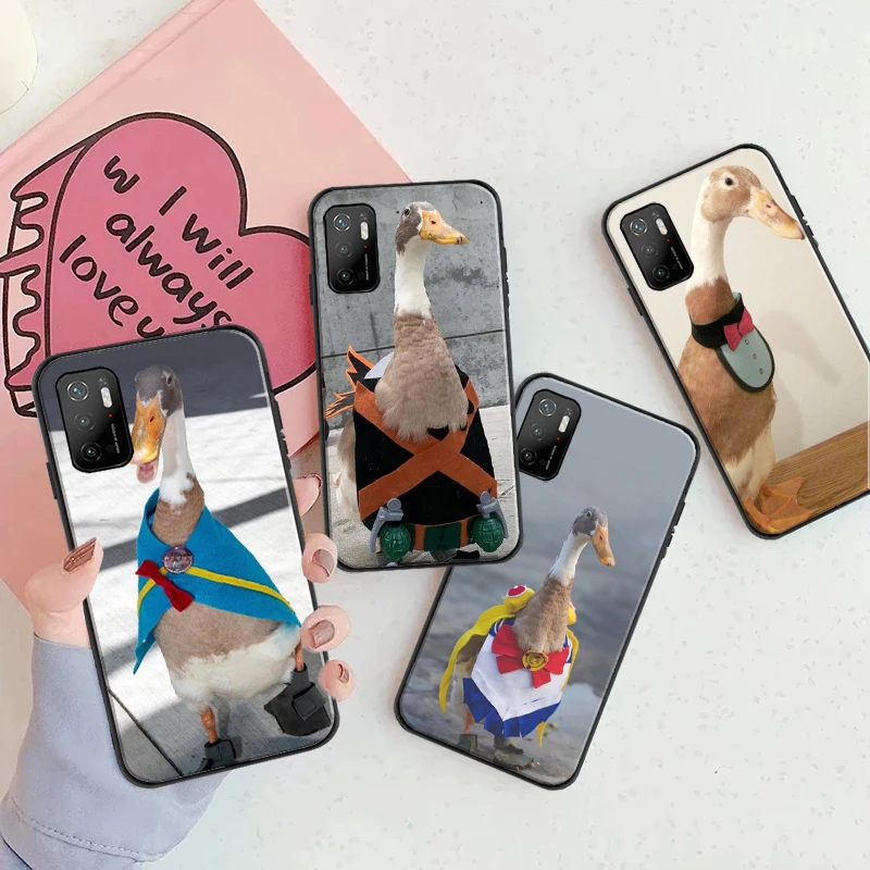 

Fashion Cute Duck Soft Phone Case For Xiaomi POCO F3 GT X3 Pro X3 GT M3 M3 Pro X3 X3 NFC Animal TPU Coque Black Cover