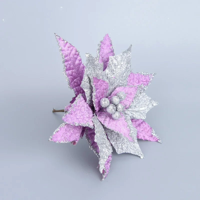5 шт. Необычные Искусственные цветы лаванды с блестками Poinsettia украшения для дома