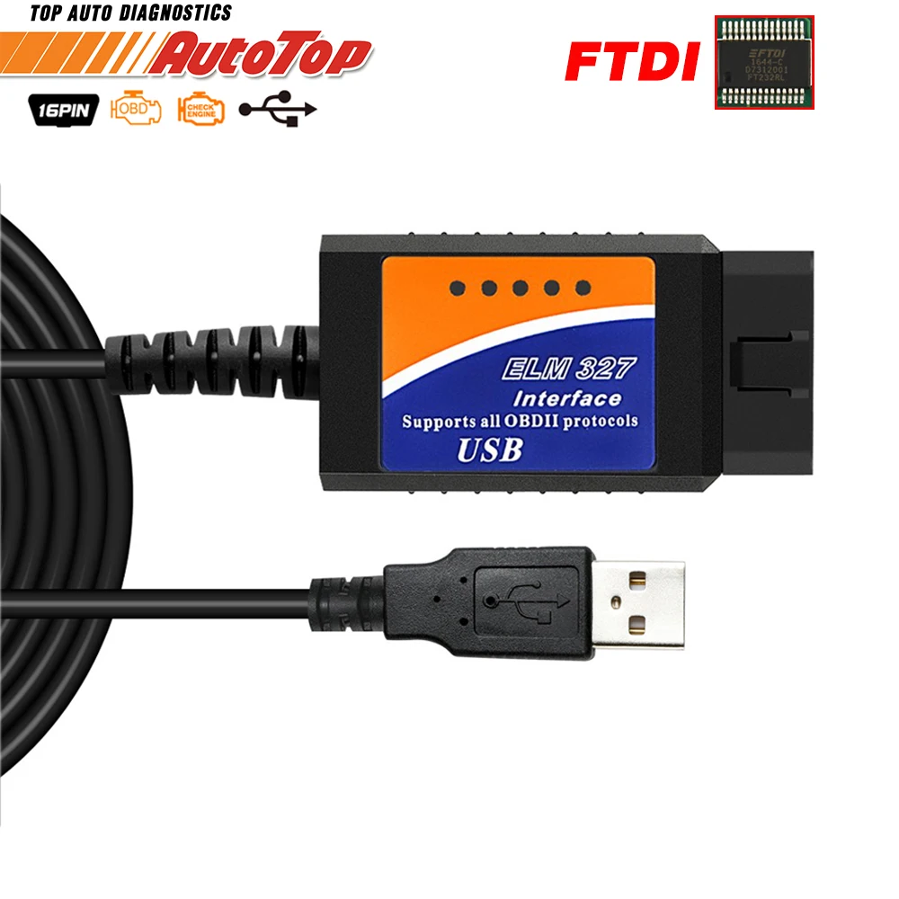 ELM327 USB OBD2 FTDI FT232RL чип OBD 2 сканер автомобильный для ПК EML 327 V1.5 ODB2 интерфейс диагностический инструмент ELM 327 USB V 1,5