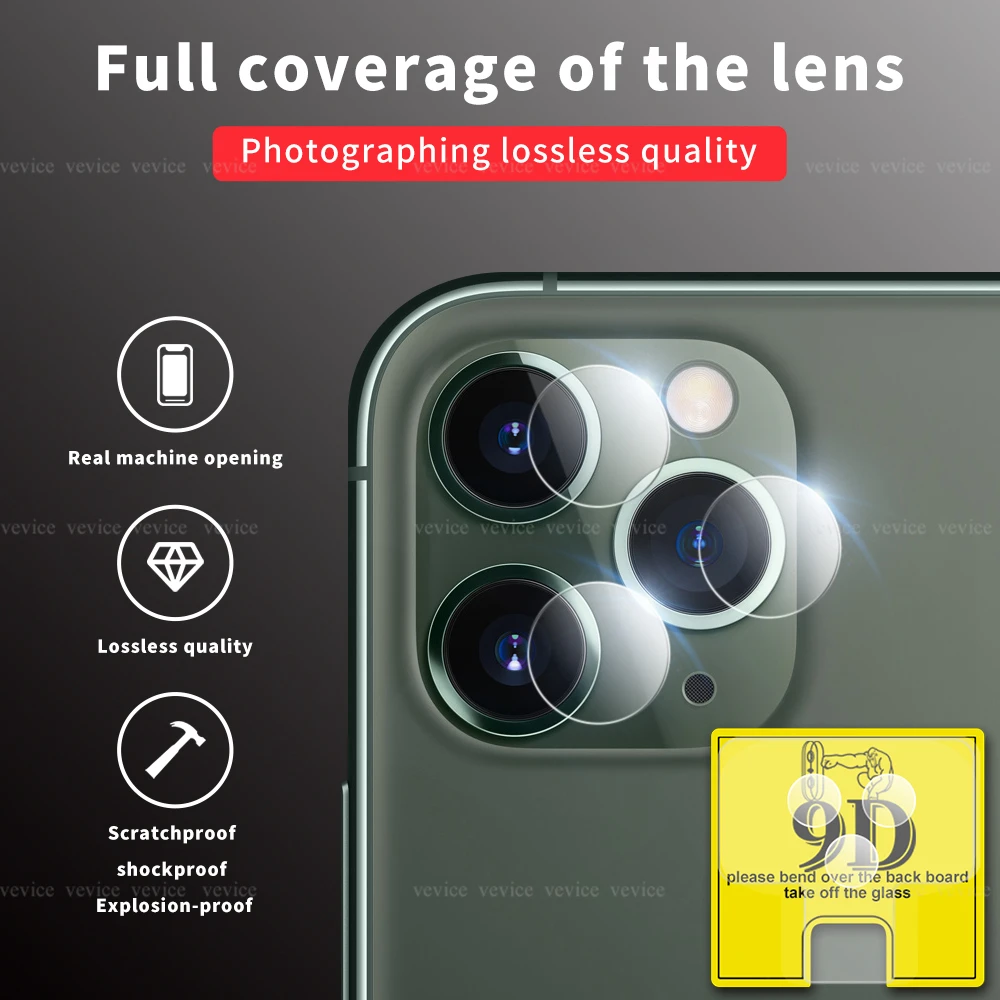 2 1 шт. 9D объектив камеры HD пленка для iPhone 11Pro Max 8 7 Plus X XR XS 11 задний Защита экрана XsMax