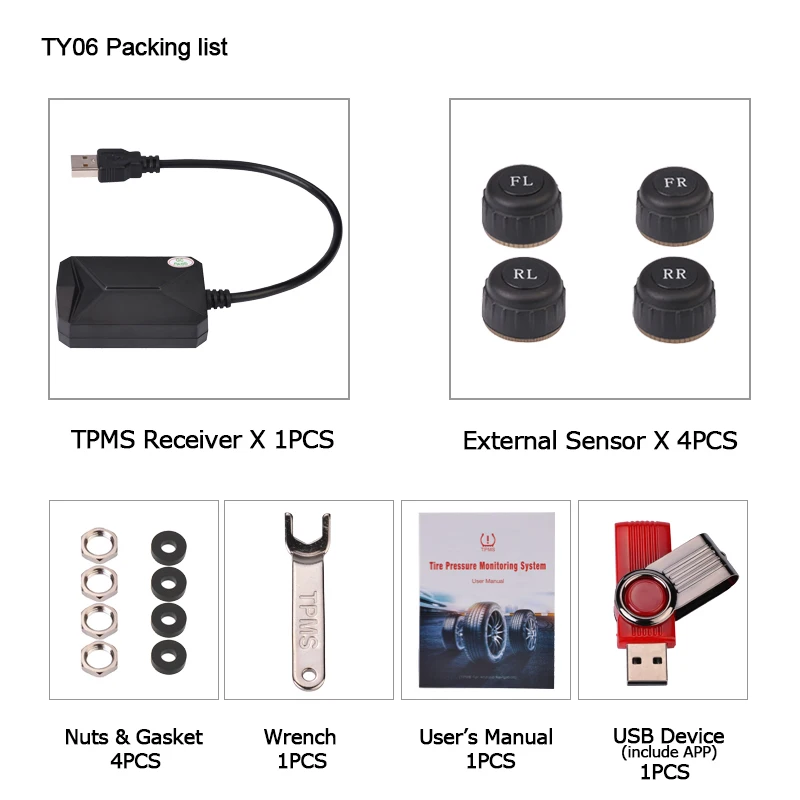 USB Android TPMS монитор давления в шинах/Android навигационная система контроля давления в шинах/Беспроводная передача TPMS